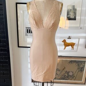 Nearly Nude Lace Trim Chemise in Cream